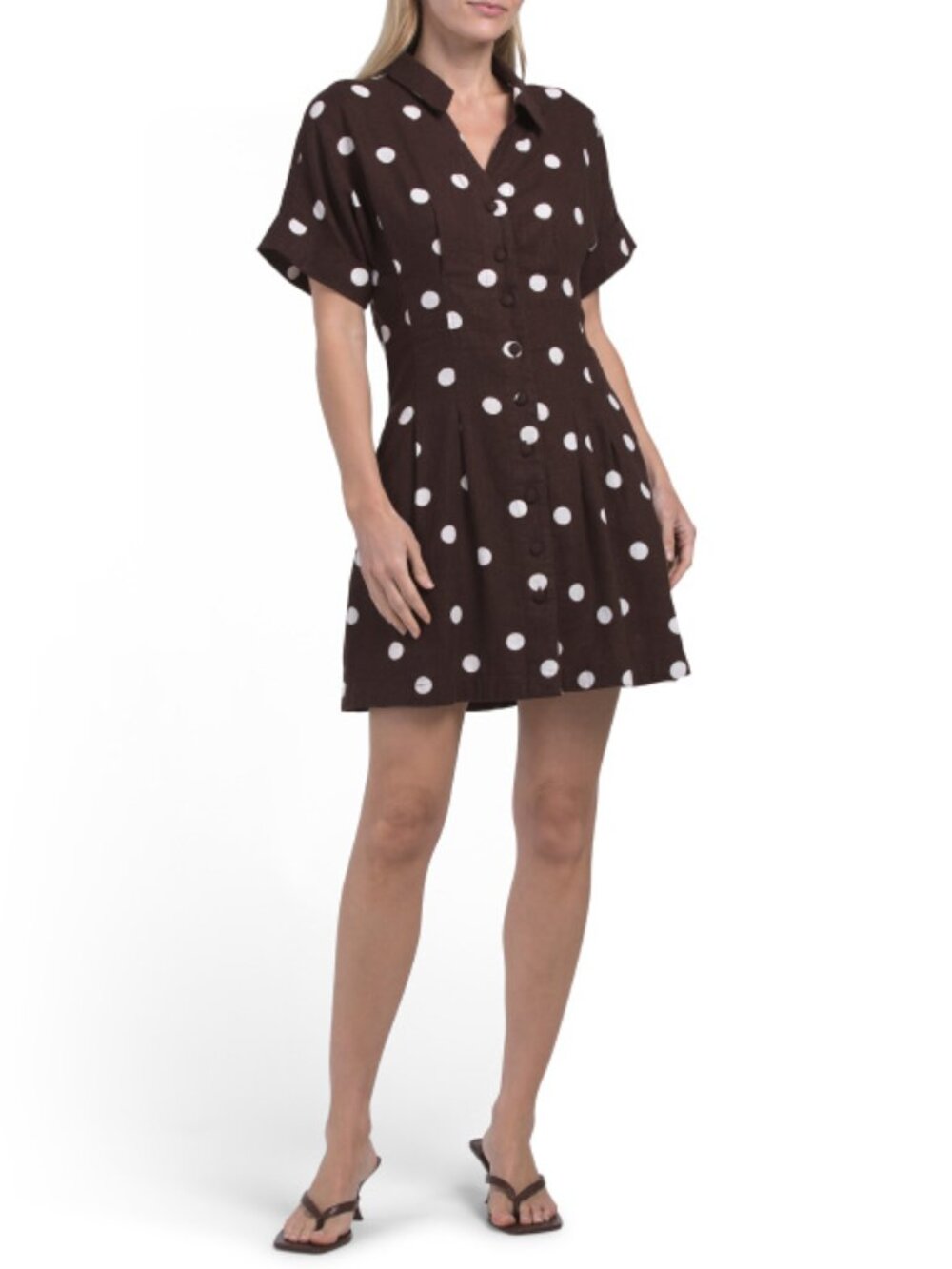 RACHEL ZOE Linen Blend Pintuck Shirt Mini Dress - Picture 1 of 2